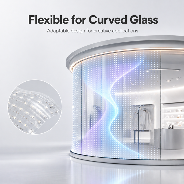 Self Adhesive Transparent LED Film Screen Flexible LED Crystal Film Display for Glass Installation