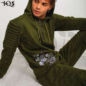 ชุดวอร์มผ้าฝ้ายซิปครึ่งแขนของผู้ชายชุดวอร์มแนวสตรีทมีฮู้ดระบายอากาศได้ดีแบบผูกเชือกผ่าหน้าแบบ2-in-1สำหรับฤดูหนาวและ100% - Product Image 2