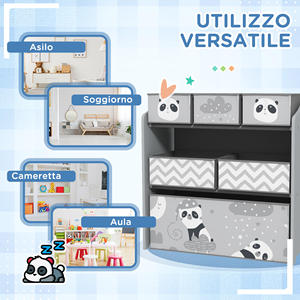 ZONEKIZ Children's <b>Toy</b> <b>Storage</b> Shelf with 6 Removable Fabric Bins, 63x30x66cm, <b>Grey</b> - Product Image 6