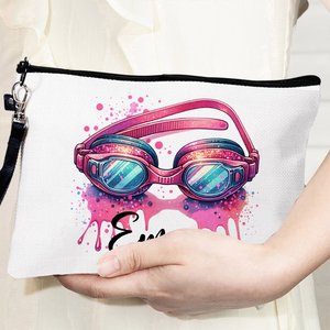 Bolsa de Cosméticos Personalizada para Gafas de Natación Rosas, de Lino y Malla, Estilo Moderno, con Dibujos Animados, Regalo para Amantes del Natación, para Entrenadores y Equipos - Product Image 6