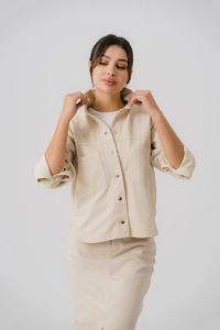 Chaqueta vaquera corta informal para mujer con mangas largas Abrigo de moda ecológico transpirable reversible crudo de invierno - Product Image 5