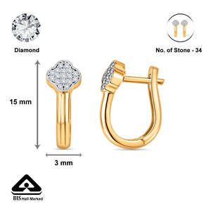 ต่างหูเพชรทรงโค้งมนหรูหราแบบห่วงและแบบกอดหู สีทอง - Product Image 6
