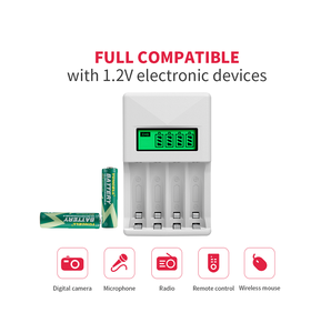 Bộ sạc pin sạc lại được YOHCELL On-The-Go với màn hình LCD, 4 khe cắm, bộ chuyển đổi phích cắm EU/US dành cho pin Ni-MH AA AAA - Product Image 3