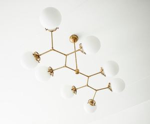 8 Light Linear Globe Mid Century Brass <b>Sputnik</b> <b>chandelier</b> light Fixture - Product Image 2