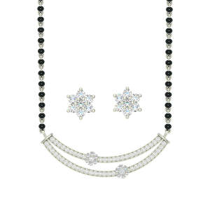 Compre un Conjunto de Mangalsutra de Plata Pura, Joyería Fina con Diamante de Corte Esmeralda Chapado en Oro, para Regalo de Boda o Fiesta para Esposa - Product Image 1