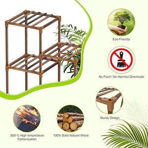 Meilleure vente support de plante en bois à plusieurs niveaux intérieur extérieur échelle support de fleurs présentoir de plantes support de stockage de plantes de jardin - Product Image 5