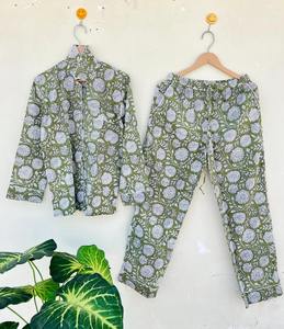 ชุดนอนผ้าฝ้ายพิมพ์ลายแบบชิ้นลากจูงชุดนอนผ้านิ่มชุดนอนแบบอินเดียชุดนอนทรงบล็อกพิมพ์ลายชุดนอนแบบยาวชุดของขวัญสำหรับเธอ - Product Image 3