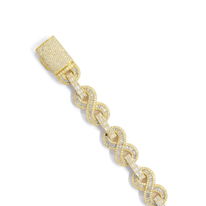 Haute à la demande Infinity Link Shape VVS Diamond 15.65 Ct IGI Certified Hip Hop Bracelet pour Party Wear Gift 925 Sterling Silver - Product Image 1