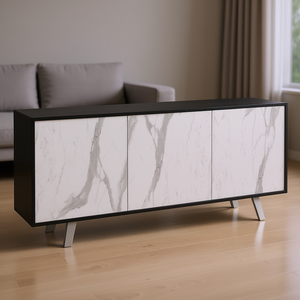 PUSH and GO 7073k Black Oxide Calacatta Marble Sideboard Furniture KIT 175cm Shelving <b>Units</b> <b>for</b> Sarmog - Product Image 3