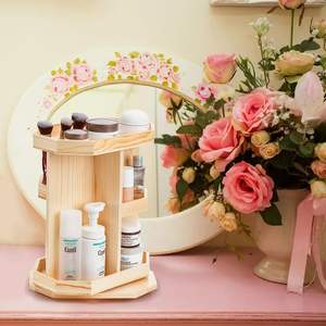 Organisateur de maquillage en bois rotatif à 360 degrés, carrousel de stockage de cosmétiques organisateur de comptoir multifonction pour salle de bain - Product Image 6