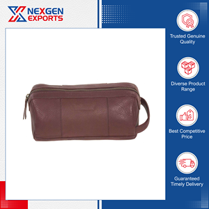 Nexgen Exports Trousse de toilette en cuir véritable avec fermeture éclair - Durable, luxueuse, écologique, multifonctionnelle, prix abordable - Product Image 2