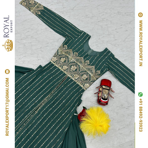 Presentación exclusiva de Faux Georgette con mayorista de trabajo de bordado pesado por Royal Export en Surat Gujarat - Product Image 5
