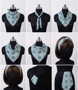 Wholesale Custom Square Scarf <b>Bandana</b> Designed Women Classic 100% Cotton Handmade Block Print Floral Natural Color 21x21 Inches - Product Image 2