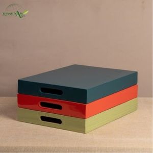 Bandeja Rectangular de Bambú Premium, Ecológica, Duradera, Impermeable, Portátil, Hecha a Mano, Personalizable, Apta para Alimentos, para Uso en el Hogar y Restaurantes - Product Image 4