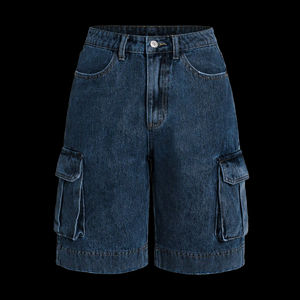 Shorts de Mezclilla con Lavado Vintage para Hombre, Estilo Casual Cargo con Bolsillos Laterales Grandes y Funcionales, Transpirables, Duraderos, Corte Regular 124 - Product Image 3