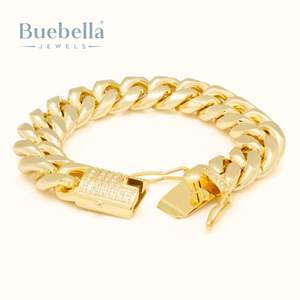 Hot Sale 15mm 18K Gold and 925 Silver Plated Miami Cuban Link Bracelet for <b>Men</b> - Product Image 2
