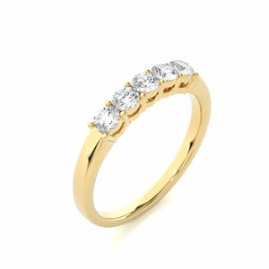 Anillo de Media Eternidad con 5 Piedras de Diamante de Corte Redondo en Engaste de Puntas para Mujer - Product Image 6