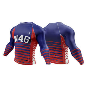 Custom Logo Men's Four Way Stretch Anti Bacterial Quick Dry UV Protection Skinny Fit Long Sleeve Rash Guard Compression Gym <b>Top</b> - Product Image 6