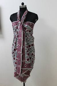 Sangaria rojo suave algodón Sarong indio Floral mano bloque estampado ropa de playa para mamá amiga dama de honor mujeres - Product Image 2