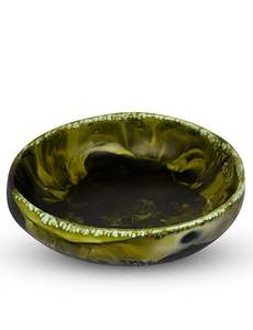 Bol et plat de service décoratifs en résine écologique polie, lavables au lave-vaisselle, pour les fêtes, fabriqués en Inde - Product Image 2