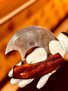 Couteau de cuisine professionnel DIY personnalisable en acier Damas, lame Ulu, nouveau design, manche en bois, étui, support en bois, Edge Master - Product Image 4