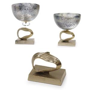 Bol de centre de table en aluminium Métallique Moderne Décoratif Accent de table Décoration intérieure Conteneurs illimités Design Unique Artistique - Product Image 1