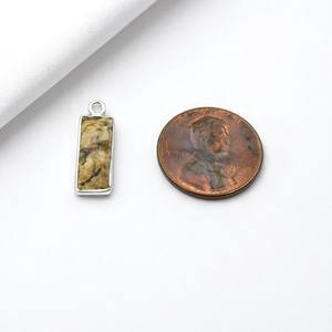 925 argent Sterling à facettes Rectangle image jaspe pierres précieuses lunette réglage chrétien religieux charme pour la fabrication de bijoux - Product Image 1