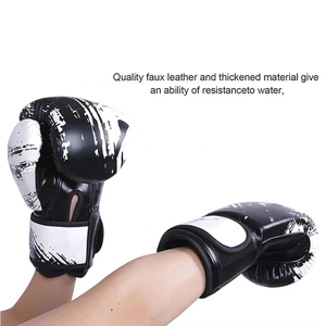 Fabricación de alta calidad por encargo OEM diseño blanco ganar boxeo velcro guantes de cuero genuino guantes de combate - Product Image 3