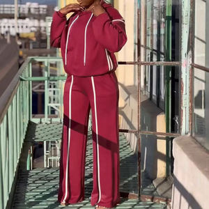 Conjunto Deportivo de Felpa para Mujer, Talla Grande, Estilo Hip Hop, Ropa Deportiva Cómoda para Invierno, Sudadera con Capucha, Diseño Sólido - Product Image 5