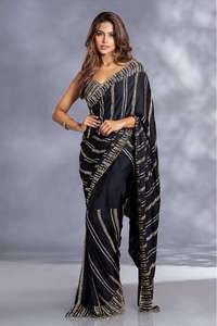 Sari inspiré de Bollywood avec travail de séquence pour un look de réception ou de cocktail, élégant et tendance, produit le plus vendu, exclusif - Product Image 3