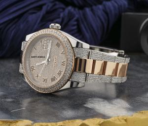 Reloj Hip Hop de Lujo con Incrustaciones de Moissanita en Dos Tonos y Esfera con Diamantes VVS - Product Image 2