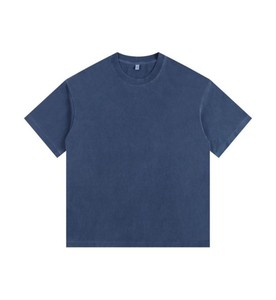 Camiseta de verano para hombre y mujer estilo casual de algodón tejido de diseñador de gran tamaño unisex vintage pesado de 350GSM al por mayor - Product Image 1