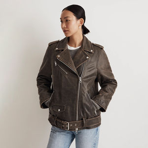 Veste en cuir imprimée personnalisable de haute qualité pour femmes imperméable respirant coupe-vent manteau de moto écologique - Product Image 4