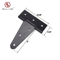 Kit de quincaillerie pour portail en acier inoxydable industriel noir mat de 4 pouces avec charnière en T et vis de montage pour portes en bois
