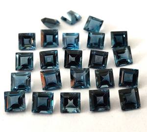 Topacio azul Londres natural corte cuadrado 7mm facetado-cuadrado de Topacio Azul Londres Suelto - Product Image 4