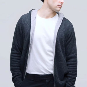 เสื้อมีฮู้ดแบบกลับด้านได้ของผู้ชายเสื้อลำลองแขนยาวมีซิปรูดแบบกำหนดเองขนาดผู้ใหญ่ - Product Image 5