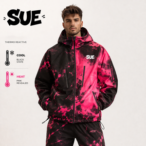 Giacca Termocromatica Trendy con Zip, Antivento Unisex, Termoreattiva, Leggera, con Effetto Camouflage Patchwork, OEM - Product Image 1