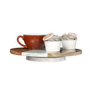 Wood and marble <b>Lazy</b> <b>Susan</b> cupcake and tea cup use and kitchenware and restaurants party ware use - Product Image 5