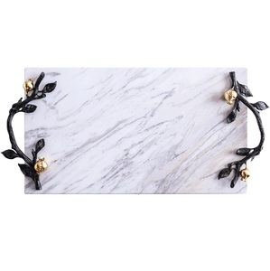 ถาดตกแต่งหินอ่อนสีเขียวพร้อมด้ามจับสีทองหรูหราถาดสี่เหลี่ยมตกแต่งด้วยดอกไม้สำหรับห้องน้ำห้องครัวบาร์ - Product Image 5