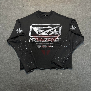 Camisetas de Manga Larga con Pedrería para Hombre, Diseño de Logotipo Personalizado 2026, Diseño OEM, Camisetas de Seda para Hombre, Personalizadas - Product Image 6