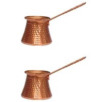 Pot à café en cuivre turc fabriqué à la main Design traditionnel 2025 avec poignée en laiton orné pour un brassage authentique et riche