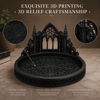 Plateau à bijoux Cathédrale Gothique, Plateau de rangement esthétique médiévale sombre imprimé en 3D pour bagues, colliers, parfums, organisateur de coiffeuse