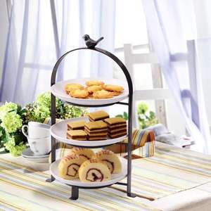 Ornate heavy-duty metal <b>3</b> tier pastry tray with handcrafted engravings, ensuring a premium and artistic appeal - Product Image 3