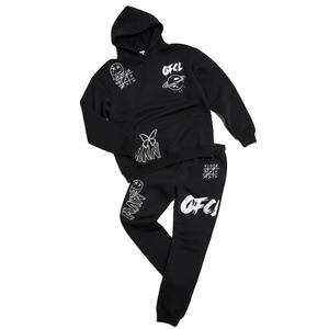 Conjunto Deportivo Informal de Sudadera con Capucha y Pantalones de Chándal con Estampado Degradado, 100% Algodón, para Unisex - Product Image 1