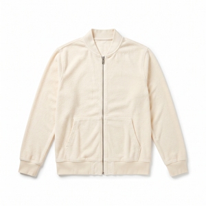 Men's Summer Towelling <b>Zip</b>-<b>Up</b> <b>Jacket</b> Terry Cloth Resort <b>Jacket</b> OEM ODM Wholesale Factory Custom Logo Low MOQ - Product Image 5