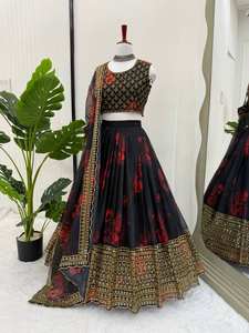 คอลเลกชันล่าสุดของ lahanga ชุดปาร์ตี้งานแต่งงานอินเดีย lehenga choli dupatta ราคาขายส่ง - Product Image 4