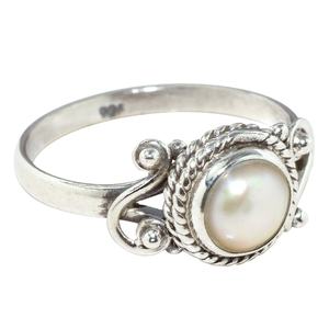 Bague Simple en argent Sterling 925, perle blanche, bijoux uniques, bijoux de mode en argent - Product Image 1