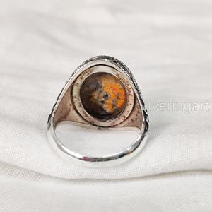 Recién llegado, anillo para hombre, anillo de piedra preciosa de jaspe de abejorro Natural, todos los tamaños, joyería fina árabe, anillo de Plata de Ley 925 - Product Image 5