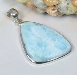 Bisel de piedras preciosas de corte elegante Larimar azul Natural de Plata de Ley 925 pura sólida de alta calidad al por mayor ajuste estilo Punk fiesta - Product Image 2