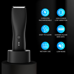 IPX7 étanche corps aine tondeuse <span class=keywords><strong>à</strong></span> cheveux dissolvant boules d'aine cheveux hommes tondeuse corps tondeuse avec lumière led noir - Product Image 3
